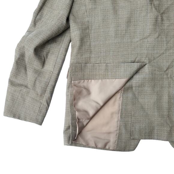 Lauren Ralph Lauren Brown Tan Silk Wool Houndstooth Blazer Jacket Sport Coat 44L - Picture 6 of 11